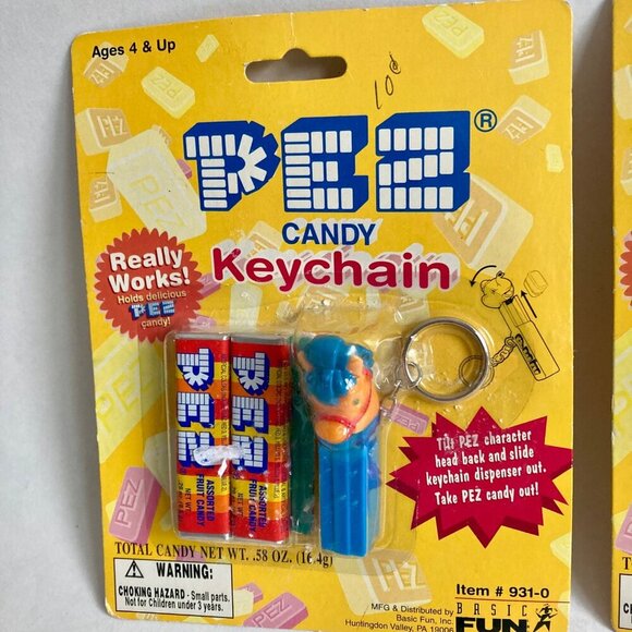 Lot 2 Pez Candy Keychains NEW On Cards Horse & Lion Dispensers - Picture 2 of 5